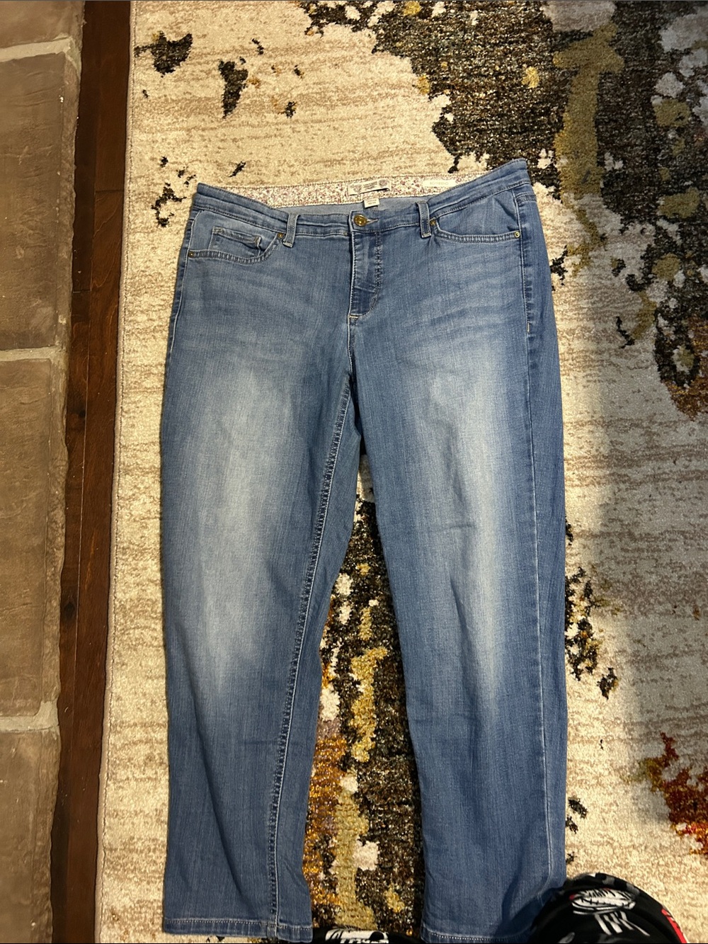 Vintage America Light Blue Denim Jeans with Floral Waistband